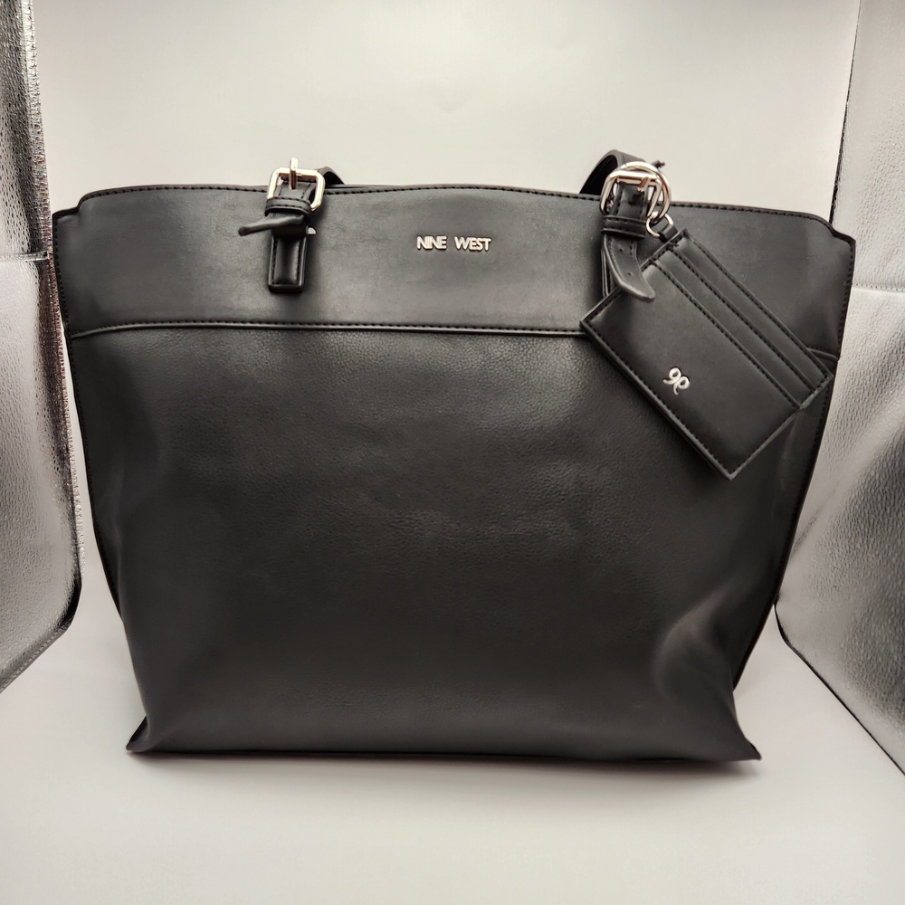 Nine West Black Chic Tote Bag with Credit Card holder New